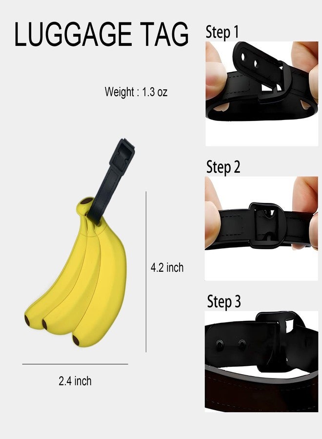 ANINIUCN Cute Funny Cartoon Banana Luggage Tag Silicone Durable ID Label for Suitcases and Kids Bags Ideal for Family Travel, Business Trip, School Trip, Holiday - Image 2